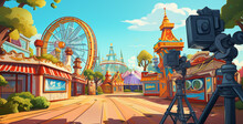 Cartoon Shot For A Channel That Makes Theme Park Wallpaper.Generative Ai Content