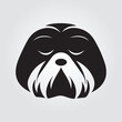 Minimalistic Shih Tzu Dog logo design with thin lines black and white in the abstract shape vector template