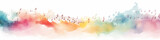 abstract musical long narrow background with notes watercolor.