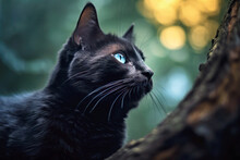 Close-up Of Beautiful Black Cat Profile