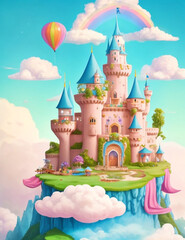 fairy tail inspired beautiful princess castle, generative ai.
