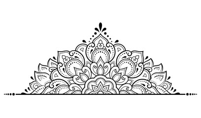 Wall Mural - Circular pattern in form of mandala with flower for Henna, Mehndi, tattoo, decoration. Decorative ornament in ethnic oriental style. Outline doodle hand draw vector illustration.