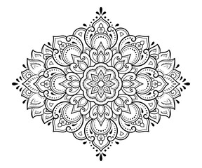 Wall Mural - circular pattern in form of mandala with flower for henna, mehndi, tattoo, decoration. decorative or