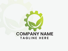 Green Gear Logo. Leaf Gear Logo Design. Natural Gear Logo. Business Logo. Premium Template. Leaf Vector Unique. Icon. Modern. New. Creative