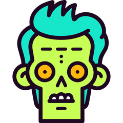 Poster - Zombie head halloween single icon svg vector