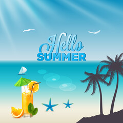 Tropical summer vector background,  Background in beach style