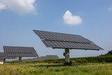 Fototapeta  - solar panels photovoltaics in solar farm