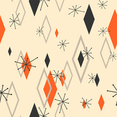 Wall Mural - Vintage 1950s Atomic Pattern. Retro Seamless Wallpaper. Fifties Repeating Design