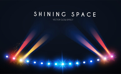 Wall Mural - Show light. Colorful spotlights with fay. Transparent light effect.