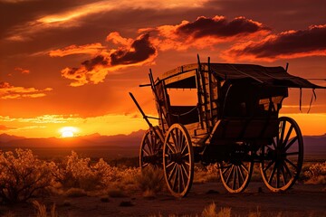 Wall Mural - A horse and wagon on a trail in the old West. Great for stories on cowboy movies, Old West, frontier spirit, pioneers, gold rush and more. 