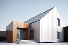 Modern House Exterior Minimal Style With White Concrete Wall, Generated With AI