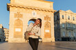 Tourist woman in Montpellier city. France, South Europe