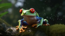 Red-eyed Tree Frog. Generative AI.