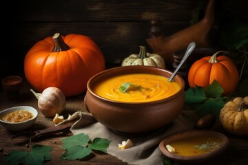 Pumpkin soup. Generate Ai