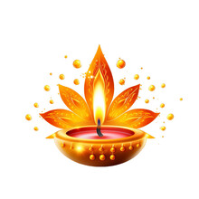 Happy Diwali, Diya Lamp, Transparent Backgroumd, PNG, Generative Ai	