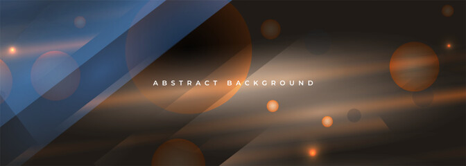 Aufkleber - Dark brown and blue wide abstract background with transparent geometric circles and lines. Vector illustration