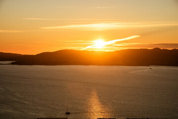 Wall Mural - Landscape of Vigo from the Castro  at sunset