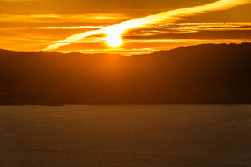 Wall Mural - Landscape of Vigo from the Castro  at sunset