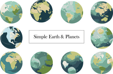 simple illustration set of earth and planets