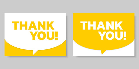 Thank you text cards. Speech bubble banner or background design. Vector illustration.