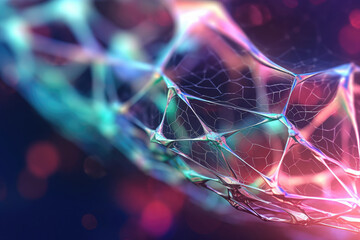 Aufkleber - Web Abstract Creative Technology Network Background in Neon Colors extreme closeup. Generative AI