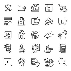 Aufkleber - E-commerce icon set line vector. Online shopping outlined icons commerce business illustration design