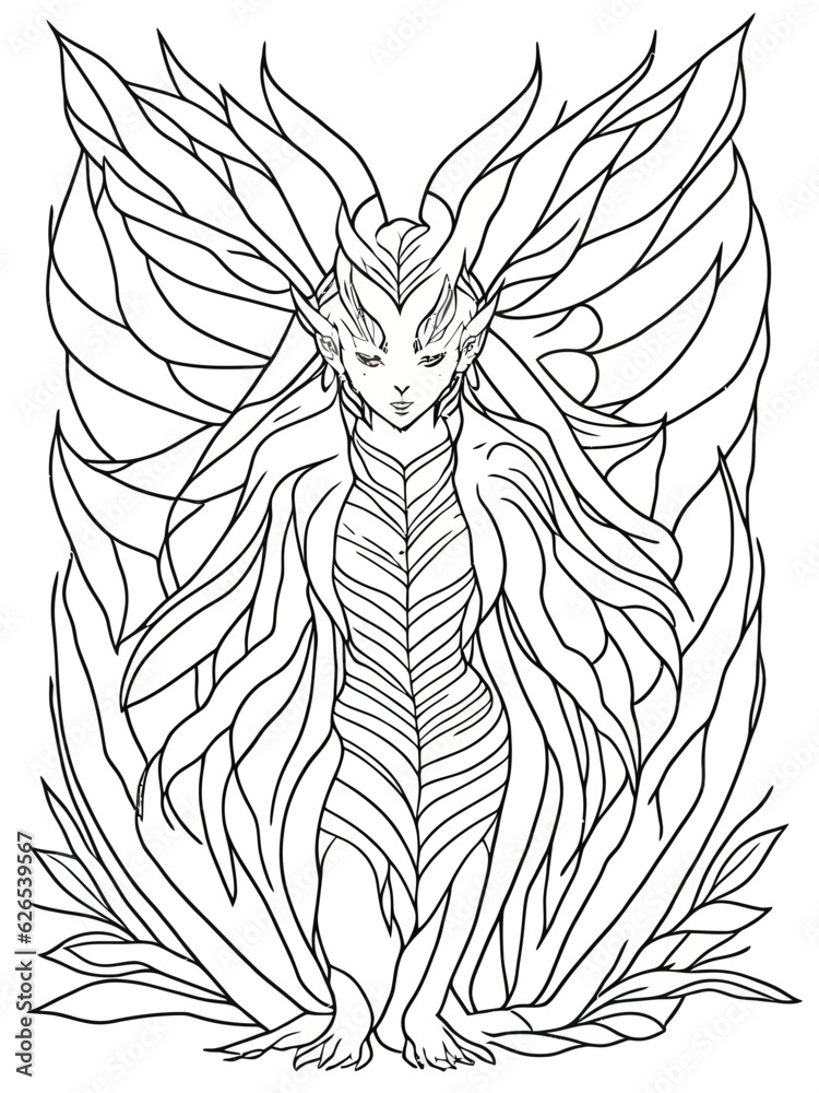 Unveil the Legends: Printable Coloring Page of Mythical Creatures Stock