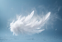 Generative Ai: Abstract Lightly Soft Of White Fluffly Feather Falling In The Air