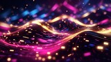 Fototapeta  - abstract futuristic background with gold PINK blue glowing neon moving high speed wave lines and bokeh lights. Data transfer concept Fantastic wallpaper