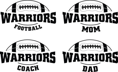 Wall Mural - football - warriors is a sports team design that includes text with the team name and a football gra
