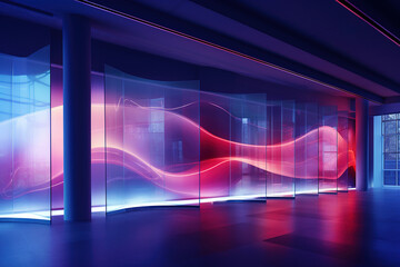 Wall Mural - Abstract futuristic background with fluid colors purple and red generative ai