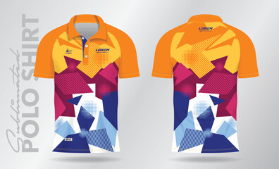 Wall Mural - colorful sublimation Polo Shirt mockup template design for badminton jersey, tennis, soccer, football or sport uniform