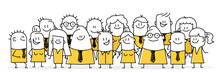 Crowd Of Funny Peoples Standing Together.