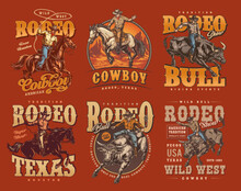 Cowboy Rodeo Set Flyers Colorful