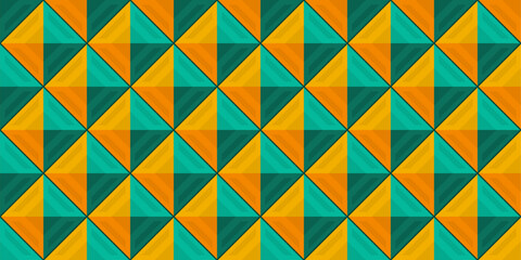 Poster - Orange and azure diamonds. Vector pattern of repeating rhombuses. For print and interior, wallpaper and textiles.