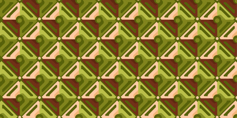Poster - Olive colored diamonds. Vector pattern of repeating rhombuses. For print and interior, wallpaper and textiles.