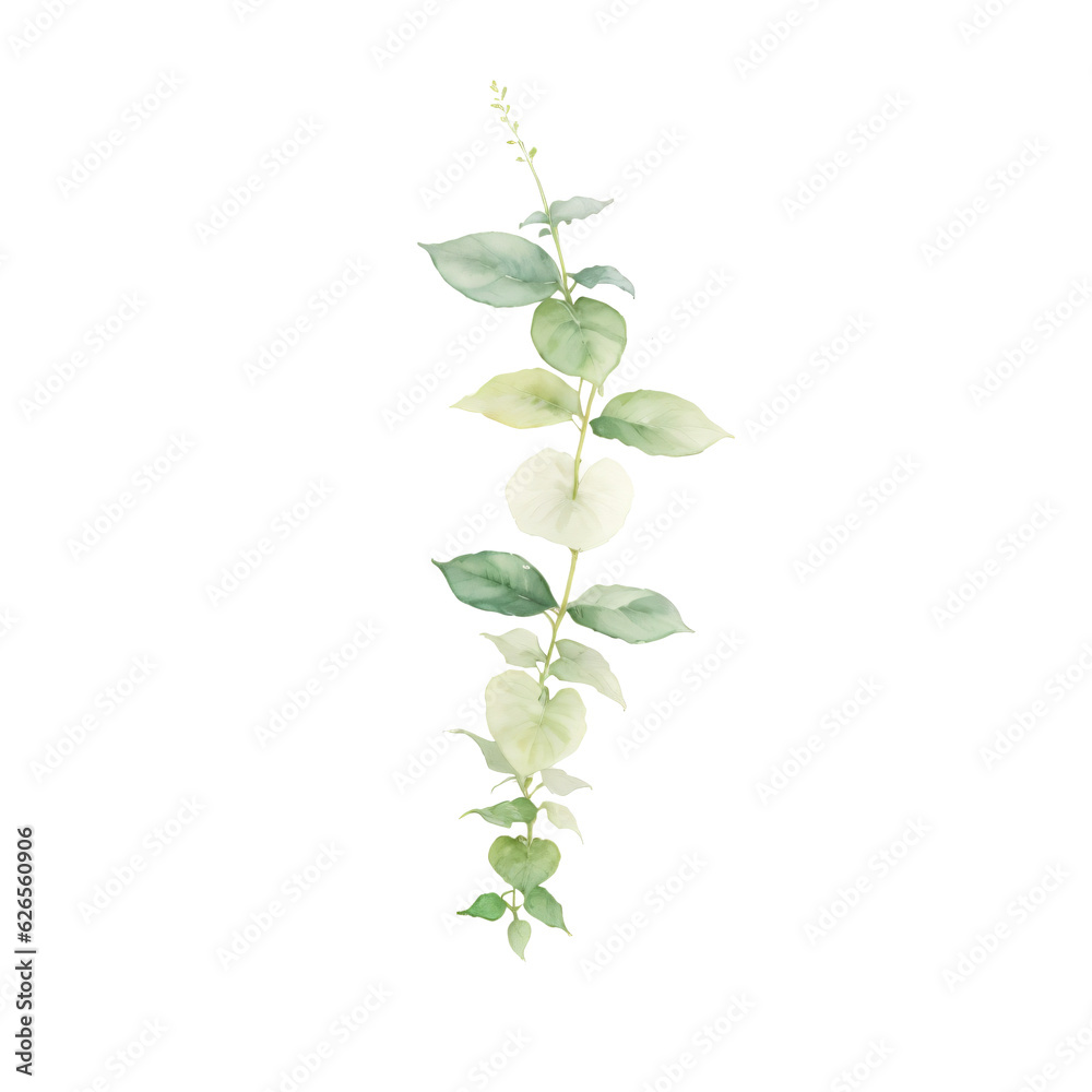 Watercolor Eucalyptus Clipart Set - Baby Blue & Greenery - Individual ...