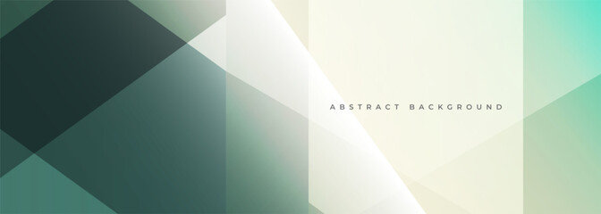 Abstract modern wide banner with green geometric shapes abstract background.
