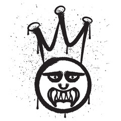 Wall Mural - Vector graffiti spray paint angry king emoticon in vector illustration