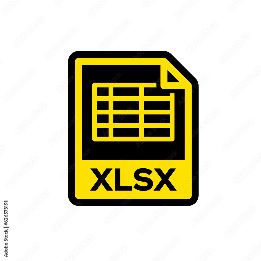 Excel file icon in black and yellow Stock Vector | Adobe Stock