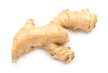 Fresh ginger root on white background