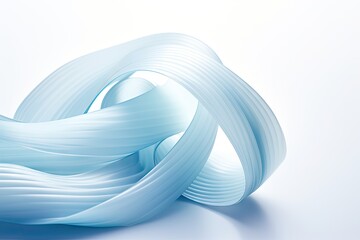 Wall Mural - Wavy blue fiber ribbon and bump with pure white background, soft curve dynamics and a delicate color gradient.