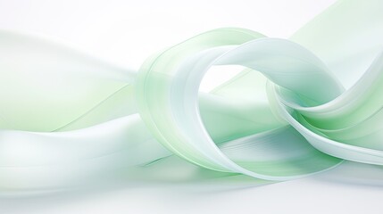 Wall Mural - Wavy green fiber ribbon and bump with pure white background, soft curve dynamics and a delicate color gradient.