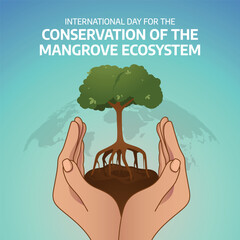 International Day for the Conservation of the Mangrove Ecosystem design template. mangrove design illustration. flat mangrove design.