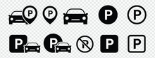Car Parking Sign. Car Parking Vector Icons. Parking And Traffic Signs Isolated. EPS 10