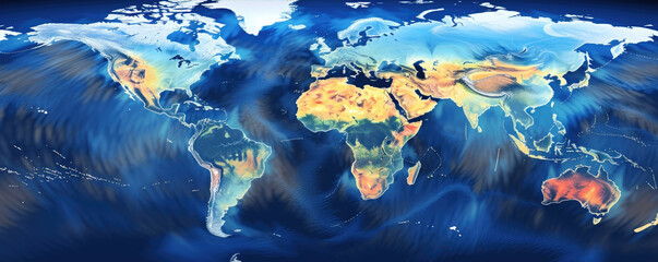 world map, weather screen forecast
