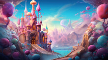 "Candyland Castle" A Whimsical Halloween Wallpaper Depicting A Candy-coated Castle In A Fantasy World. The Castle's Walls Are Made Of Sugary Treats, And Candy Clouds Float Overhead, Creating A Dreamy 