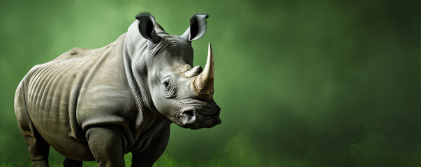 Wall Mural - rhino on green background.