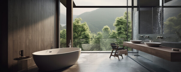 Wall Mural - Modern nature design of bathroom.