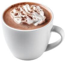 Cup Of Hot Chocolate With Cream. Isolated On Transparent Background. Generative Ai